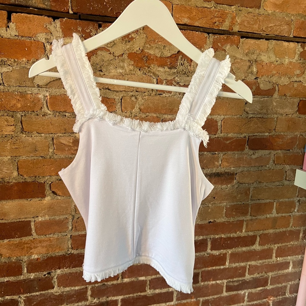 Habitual Girl White Fringe Tank Top